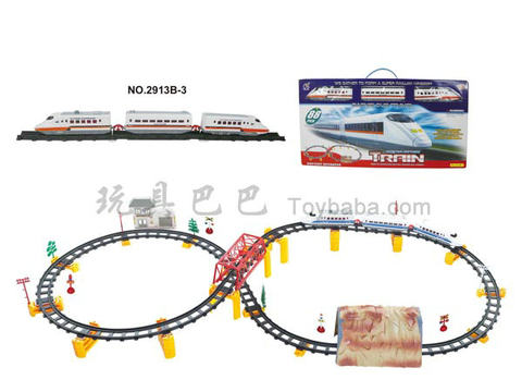 Electric three-dimensional rail train with flyover. Cave。 Building (89PCS)