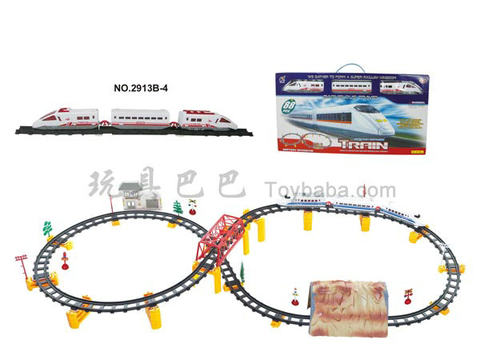 Electric three-dimensional rail train with flyover. Cave。 Building (with lights, 89PCS)