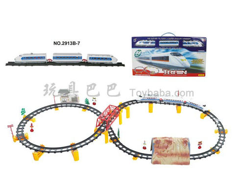 Electric three-dimensional rail train with flyover. Cave。 Building (with lights, 89PCS)