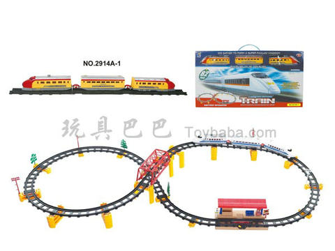 Electric three-dimensional rail train with flyover. Subway station (with lights, 82PCS)