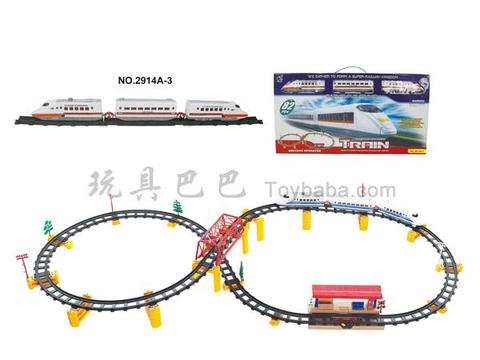 Electric three-dimensional rail train with flyover. Subway station (82PCS)