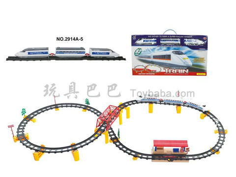 Electric three-dimensional rail train with flyover. Subway station (82PCS)
