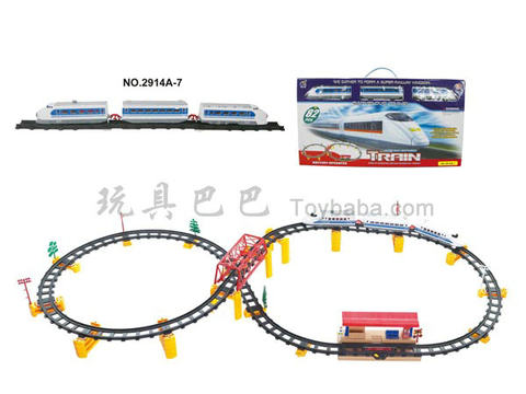 Electric three-dimensional rail train with flyover. Subway station (with lights, 82PCS)