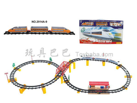Electric three-dimensional rail train with flyover. Subway station (82PCS)