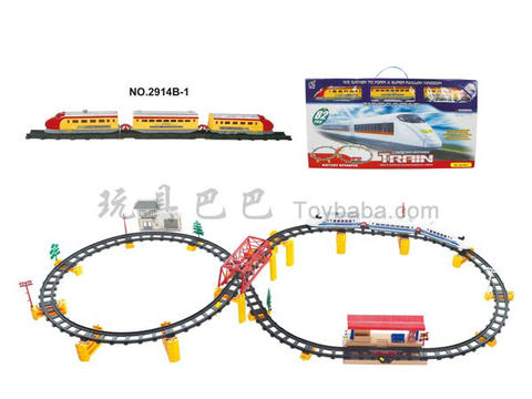 Electric three-dimensional rail train with flyover. Metro Station。 Building (with lights, 83PCS)