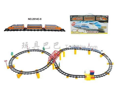 Electric three-dimensional rail train with flyover. Corridor Station (83PCS)