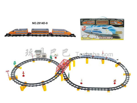 Electric three-dimensional rail train with flyover. Building (87PCS)