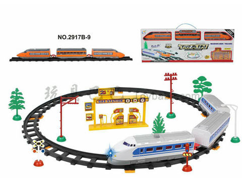 Electric rail train with gas station (38PCS)