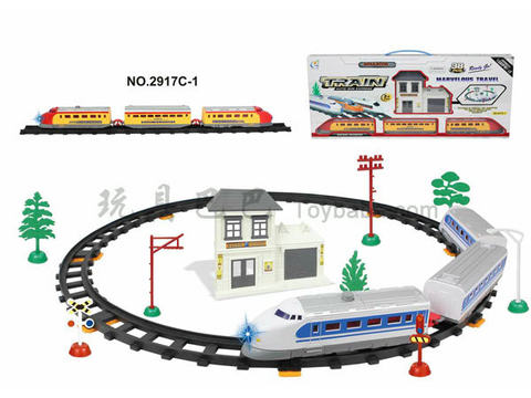 Electric rail train waiting building (38PCS, with lights)