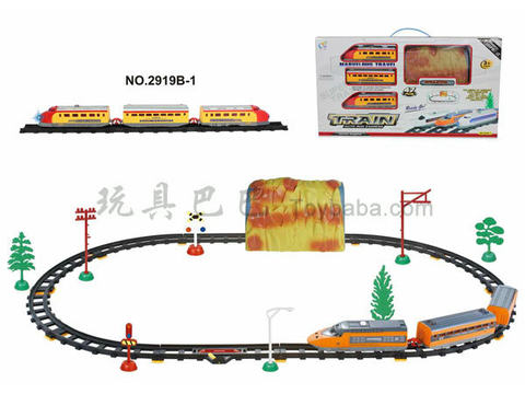 Electric rail trains with caves (47PCS, with lights)