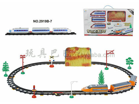 Electric rail trains with caves (47PCS, with lights)