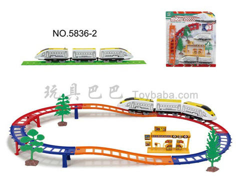 Electric three-dimensional track train with gas station (20PCS)