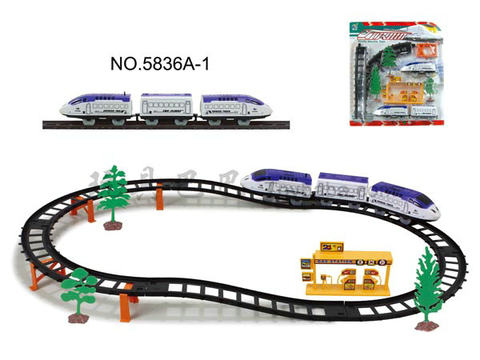 Electric three-dimensional track train with gas station (20PCS)
