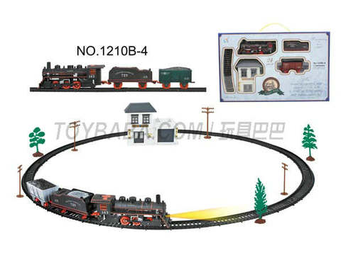 Electric classical rail train waiting building (24PCS, with lights)