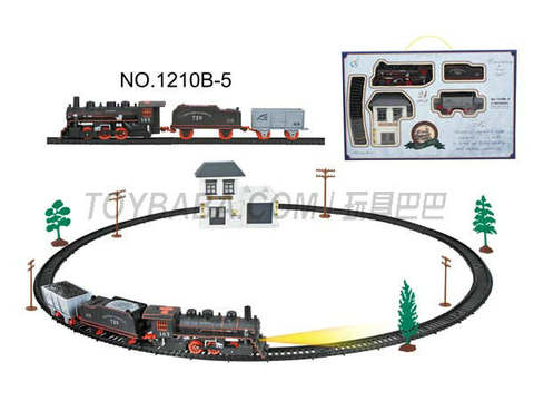 Electric classical rail train waiting building (24PCS, with lights)
