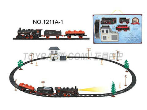Electric classical rail train waiting building (32PCS, with lights)