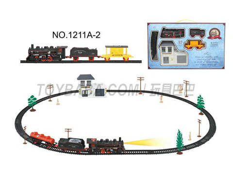 Electric classical rail train waiting building (32PCS, with lights)