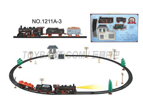 Electric classical rail train waiting building (32PCS, with lights)