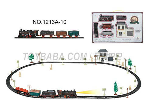 Electric Classical Rail Train waiting Building (49PCS, with lights)
