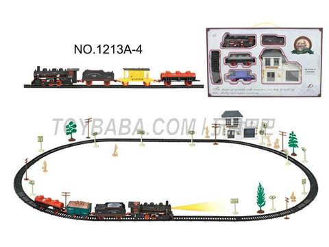 Electric classical rail train waiting building (49PCS, with lights)
