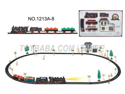Electric Classical Rail Train waiting Building (49PCS, with lights)