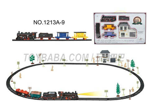 Electric Classical Rail Train waiting Building (49PCS, with lights)