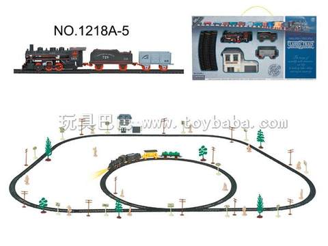 Electric classical rail train waiting building (105PCS, with lights)