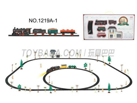 Electric Classical Rail Train waiting Building (106PCS, with lights)