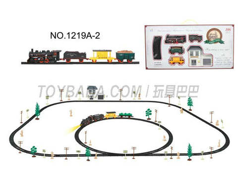 Electric Classical Rail Train waiting Building (106PCS, with lights)