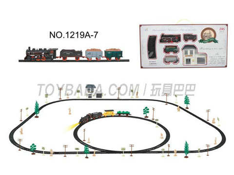 Electric Classical Rail Train waiting Building (106PCS, with lights)