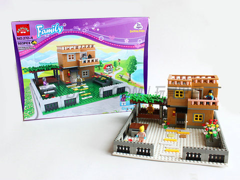 Building blocks, retro vacation houses, building blocks, toys, educational intelligence, self-assembling toys