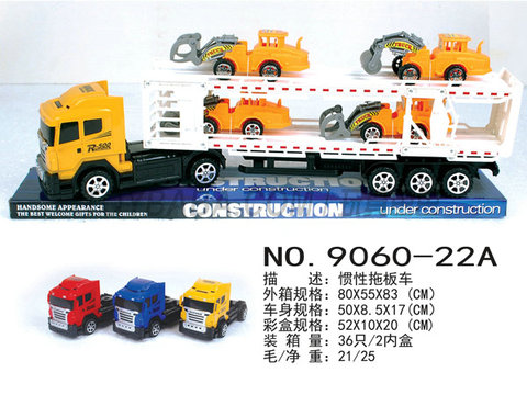 Double-deck tractor towing 4 sliding engineering vehicles