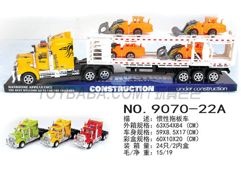 Double-deck tractor towing 4 sliding engineering vehicles