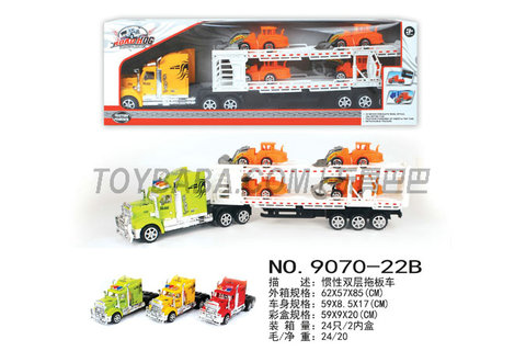 Double-deck tractor towing 4 sliding engineering vehicles