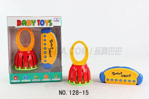 Harmonica and portable cage bell combination