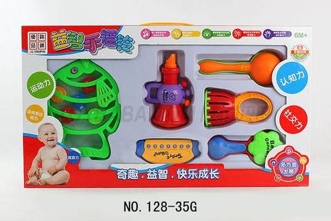 Six-piece rattler combination, fish and plastic slices