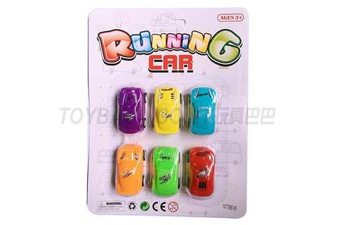 Six solid-color two-color pad printing pull-back cars