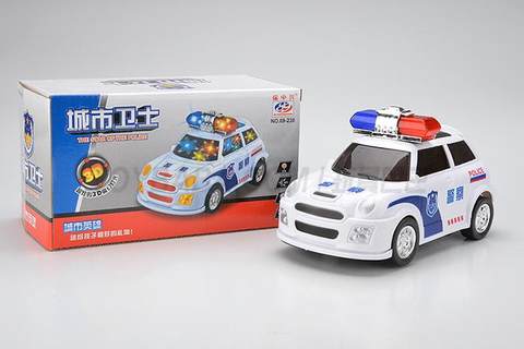 Electric universal mini police car Chinese song 3D lighting Chinese packaging