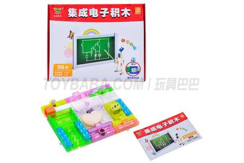 59 19PCS electric energy building block 1, colorful optical fiber tree 2, switch motor 3, motor not turning alarm 4, fan with light bulb indicator 5, alarm with red light indication