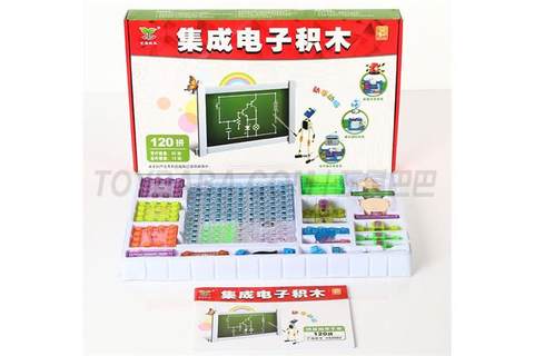 120 44PCS electric energy building block 1, FM radio 2, FM radio with level indicator 3, adjustable volume FM radio 4, touch control a variety of light-emitting diodes shining 5, acousto alto space war sound
