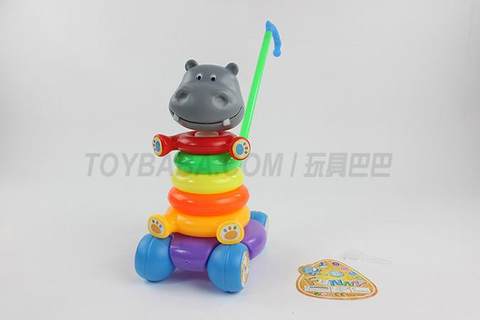 Hand-pushed cartoon hippo ring