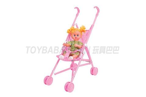 Baby stroller +14 dolls (plastic)