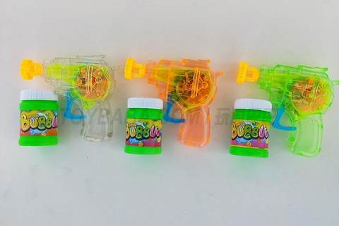 Transparent inertia lamp revolver bubble gun
