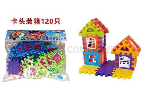 34 houses assembled building blocks