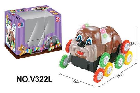 Dog 12 color wheel light electric dump truck brown color