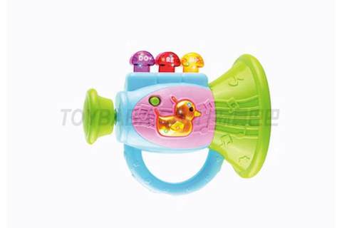 Lights, music, toot trumpet