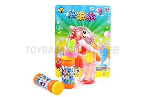 2 bottles of water with lights and music, transparent point-billed dolphin bubble gun