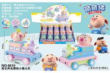奔乐声光惯性小猪火车