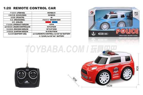 Window box of mini police car with four-way 1RV 20Q version