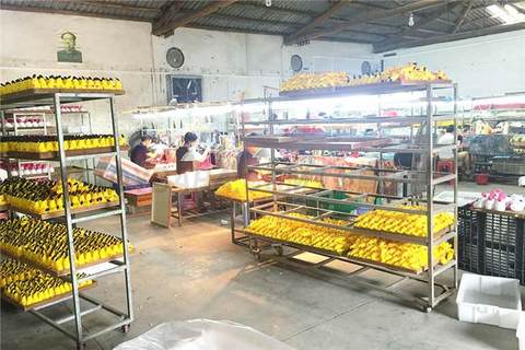 Paint production workshop of rubber-lined toy processing factory